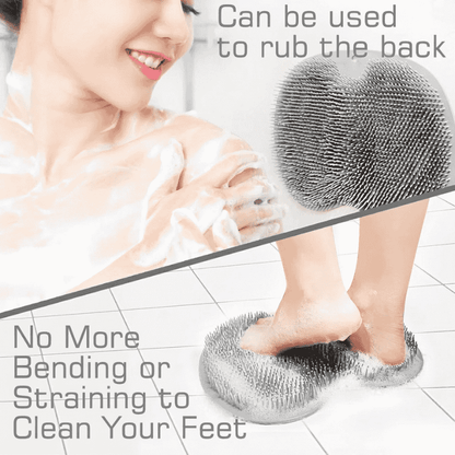 Silicone Shower Foot Scrubber Mat with Wall-Mounted Suction Cups