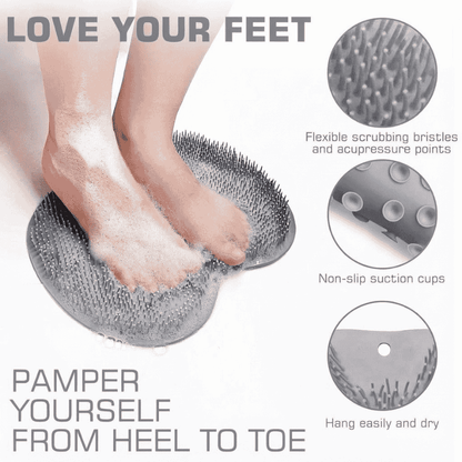 Silicone Shower Foot Scrubber Mat with Wall-Mounted Suction Cups